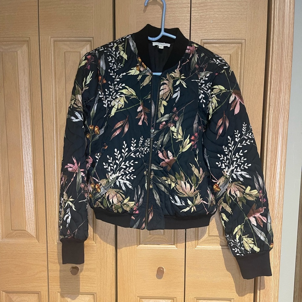 Elan Black Floral quilted Jacket